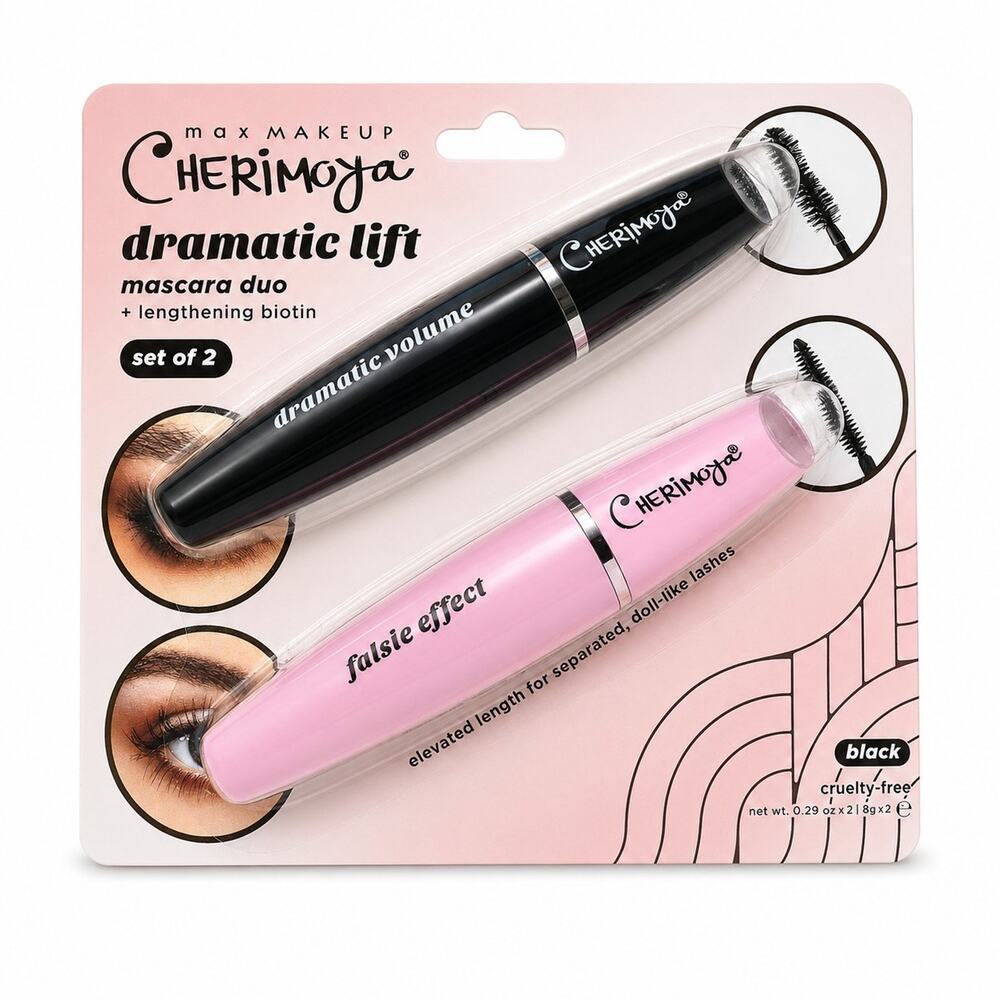 Cherimoya Dramatic Lift Mascara Duo Black Volume Falsie Effect Set of 2